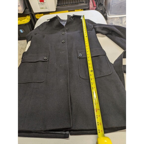 Brooks Brothers 346 Women's Wool Cashmere Belted Black Pea Coat Pockets Size 8 - Picture 13 of 15